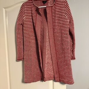 Talbots Red and White Wool Cardigan
